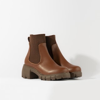 Foto 2 | Foto 2 | Botines Calceta Chelsea Casual 6cm Para Mujer Walki Natalia Cafe