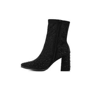 Foto 5 | Foto 5 | Botines Trend Brillos Tacón Moda 8 Cm Para Mujer Walki Paola Negro