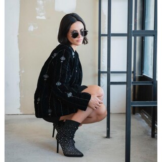 Foto 2 | Foto 2 | Botín Puntal Alto Brillo Elástico 10cm De Mujer Walki Tania Negro