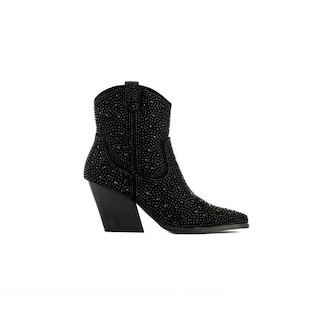 Foto 1 | Foto 1 | Bota Vaquera Brillo Tacón Moda 8cm Para Mujer Walki Giovanna Negro