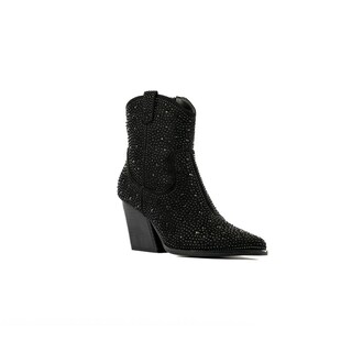 Foto 3 | Foto 3 | Bota Vaquera Brillo Tacón Moda 8cm Para Mujer Walki Giovanna Negro