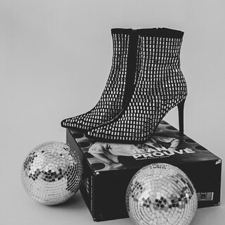 Foto 3 | Foto 3 | Botin Alto Tacón 10cm Puntal Brillo De Mujer Walki Nicoletta Negro