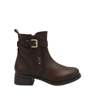 Foto 1 | Foto 1 | Botín De Piel Cómodo Básico Con Látigo Y Hebilla Maite