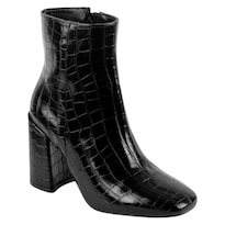 Botín Con Tacón Exterior Piel Vegana Color Negro Para Mujer De Rbcollection