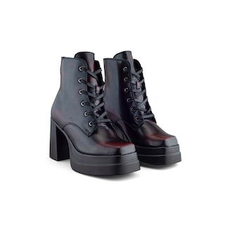 Foto 6 | Foto 6 | Bota De Mujer En Piel Camaleón Vino Con Plataforma Y Tacón Ancho