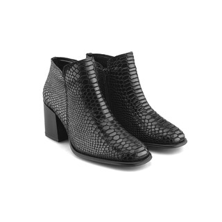 Foto 2 | Foto 2 | Botín De Piel Vacuno Negro Con Tacón Ancho Para Mujer