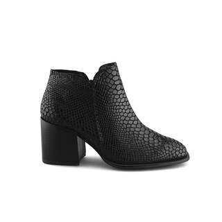 Foto 3 | Foto 3 | Botín De Piel Vacuno Negro Con Tacón Ancho Para Mujer