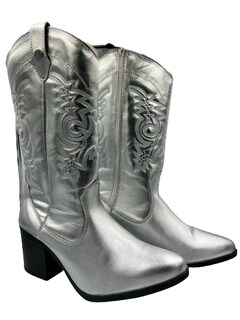 Foto 1 | Foto 1 | Bota Alta Vaquera Zenda Shoes ZEN1524P Plateada para Mujer