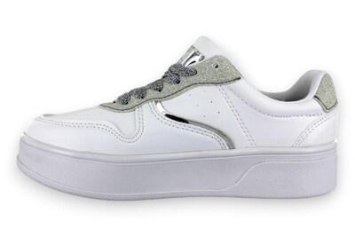 Foto 2 | Foto 2 | Tenis Casual Blanco Plata Mujer Bluferno Newk