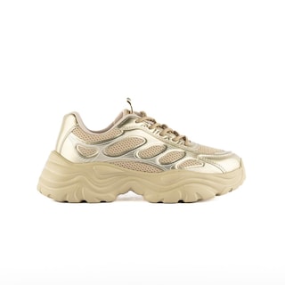 Foto 1 | Foto 1 | Tenis Sneaker Moda Brillo Plataforma 5cm Para Mujer Walki Dulce Dorado