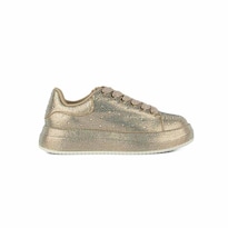 Tenis Sneaker Plataforma Moda 4cm Para Mujer Walki Zuria Dorado