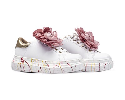 Foto 1 | Foto 1 | Tenis De Dama A Ángelozano De Piel Sintética  Tenis Flor  Color Blanco