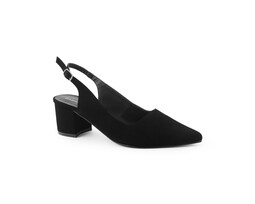 Zapatilla Color Negro Stiletto Destalonado Material Buck