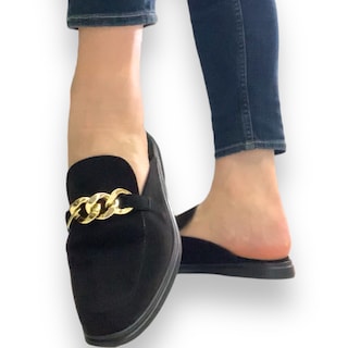 Foto 5 | Foto 5 | Flats Mules Prisco David Serrano, 541PRINGRO, Color Negro Con Cadena