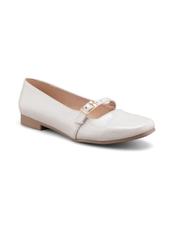 Foto 1 | Foto 1 | Flat De Charol Crema Con Correa Ajustable Para Mujer