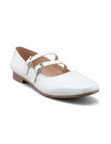 Flat De Charol Blanco Con Doble Correa Ajustable Para Mujer