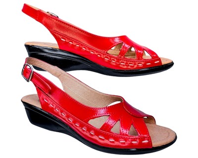 Foto 6 | Foto 6 | Sandalias Enco Footwear Rojas de Piel para Mujer