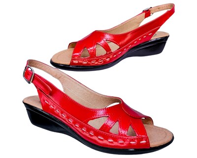Foto 4 | Foto 4 | Sandalias Enco Footwear Rojas de Piel para Mujer