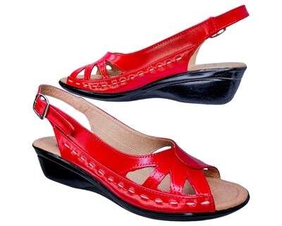 Foto 5 | Foto 5 | Sandalias Enco Footwear Rojas de Piel para Mujer