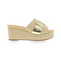 Sandalia Plataforma Plana Beira Rio Reika Lin Dorado para Mujer