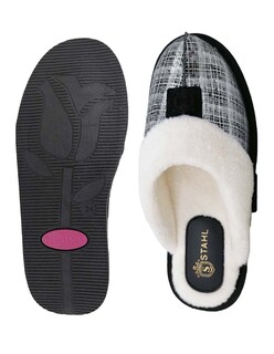 Foto 2 | Foto 2 | Pantuflas Salto de Cama Marca Stahl Modelo 3959 color Negro de Gamuza Estampada