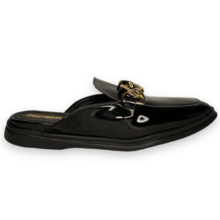 Foto 1 | Foto 1 | Flats Mules David Serrano Charol Negros Cadena Gruesa para Mujer