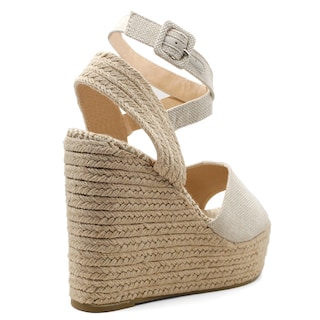 Foto 3 | Foto 3 | Sandalias con Plataforma RBCollection Exterior Textil Beige para Mujer