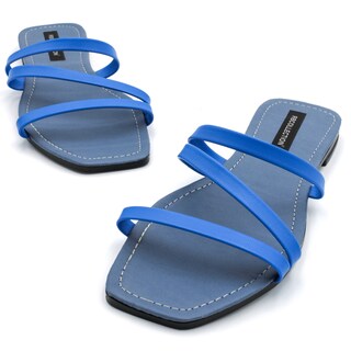 Foto 5 | Foto 5 | Sandalias de Piso Rbcollection Exterior Piel Sintética Azules para Mujer
