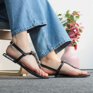 Foto 1 | Foto 1 | Sandalias De Piso Exterior Piel Vegana Color Negro Para Mujer De Rbbasics