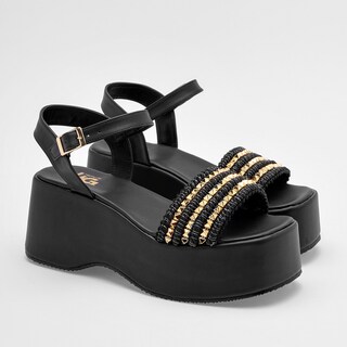 Foto 2 | Foto 2 | Hg Sandalia Para Mujer Negro Dorado Cod.132290