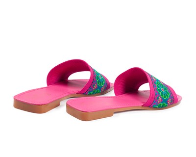 Foto 5 | Foto 5 | Sandalia De Piso A Ángelozano Con Tira De Flores, Color Fuscia