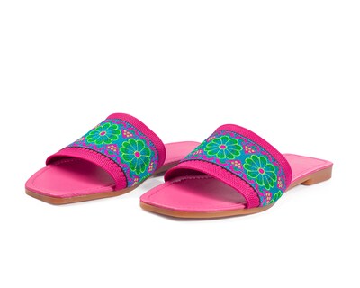 Foto 7 | Foto 7 | Sandalia De Piso A Ángelozano Con Tira De Flores, Color Fuscia