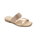 Sandalia De Piso Lady Paulina Mujer Con Brillos Dorados Salmon