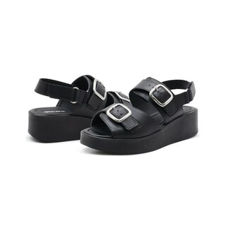 Foto 2 | Foto 2 | Sandalia Plataforma Dama Ajuste Doble Broche Color Negro Negro