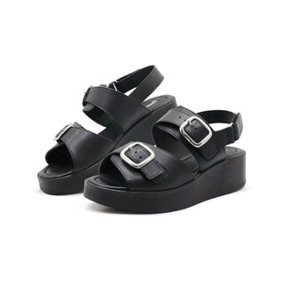 Foto 3 | Foto 3 | Sandalia Plataforma Dama Ajuste Doble Broche Color Negro Negro