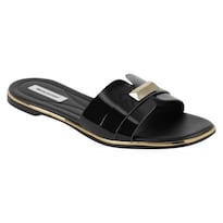 Sandalias De Piso Exterior Charol Color Negro Para Mujer De Rbcollection