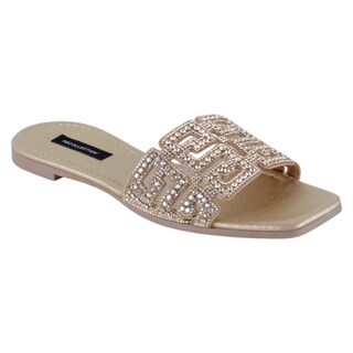 Foto 1 | Foto 1 | Sandalias De Piso Exterior Sintético Color Dorado Para Mujer De Rbcollection