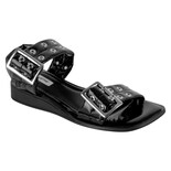 Sandalias De Piso Exterior Charol Color Negro Para Mujer De Rbcollection