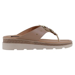 Foto 2 | Foto 2 | Sandalias De Piso Exterior Piel Vegana Color Café Para Mujer De Rbcollection