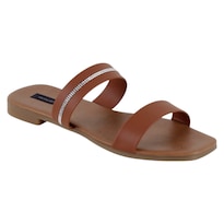 Sandalias De Piso Exterior Piel Vegana Color Café Para Mujer De Rbbasics