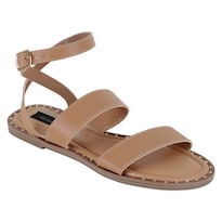 Sandalias De Piso Exterior Piel Vegana Color Café Para Mujer De Rbbasics