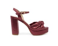 Sandalias con Tacón y Plataforma Salamandra 012-04 Vino Merlot