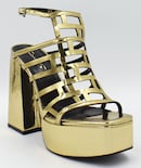 Sandalias con Tacón y Plataforma Danae Núñez SE 49-744 Doradas para Mujer