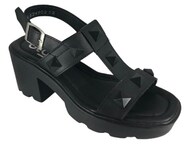 Sandalias con Tacón y Plataforma Capa de Ozono 634902 Negras para Mujer