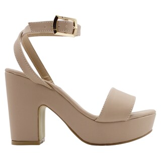 Foto 2 | Foto 2 | Sandalia Con Tacón Exterior Piel Vegana Color Beige Para Mujer De Rbcollection