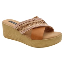 Sandalias Rbcollection con Plataforma Exterior Piel Vegana Café para Mujer