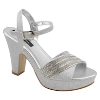 Sandalias con Tacón Rbcollection Plateadas para Mujer