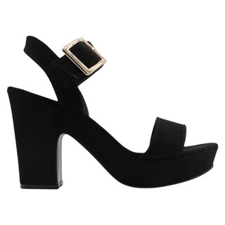 Foto 2 | Foto 2 | Sandalia Con Tacón Exterior Gamuza Color Negro Para Mujer De Rbcollection