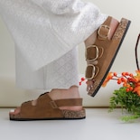 Sandalias Con Plataforma Exterior Piel Vegana Color Café Para Mujer De Rbcollection