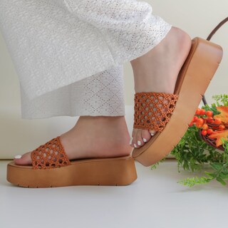 Foto 1 | Foto 1 | Sandalias Con Plataforma Exterior Piel Vegana Color Café Para Mujer De Rbcollection